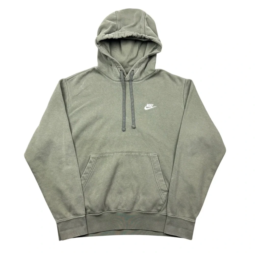 Nike Hoodie Sweatshirt Men Medium Green Club Fleece Sportswear Casual Faded